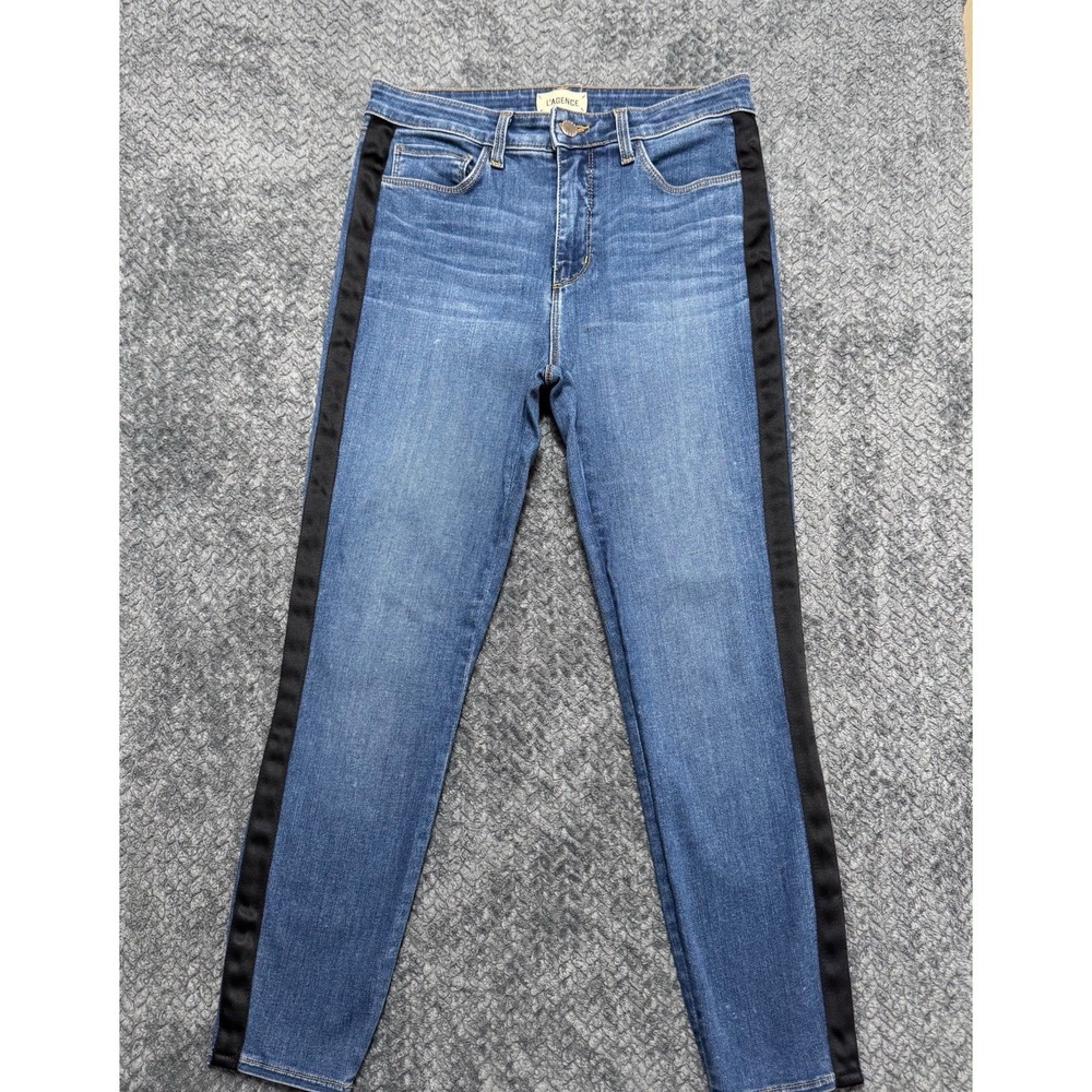 L'AGENCE Women's Margot High Rise Skinny Side-Striped Jeans Size 28